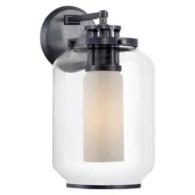 Upton Large Sconce in Bronze with Clear and White Glass